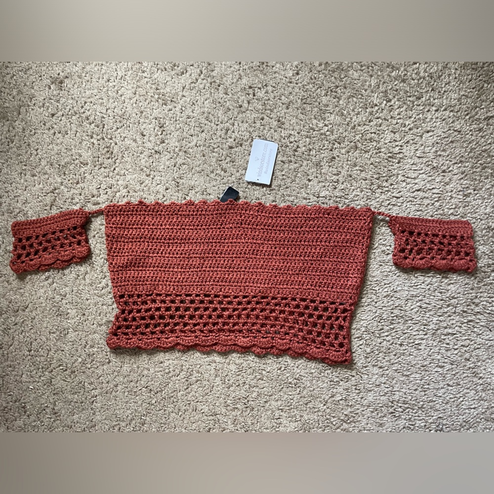 Windsor orange off the shoulder crotchet crop top NWT size medium